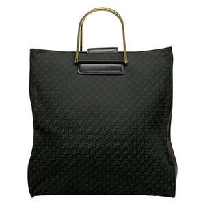 LOEWE handbag metal handle black dark green leather